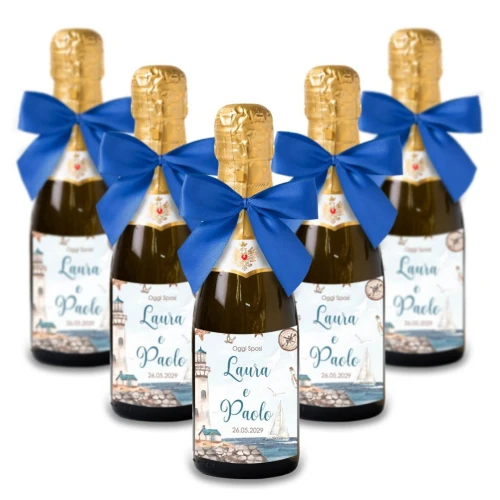 Bomboniere Mini bottiglie Prosecco Personalizzate o Segnaposto Tema Mare