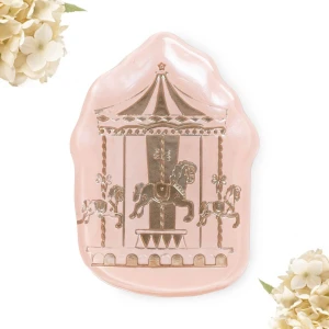 Bomboniera Ciotola a forma di carosello rosa in Vetro con decori dorati - Alta Qualità