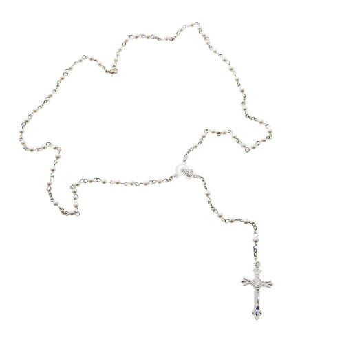 rosario con perle bianche collana
