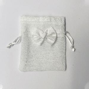 Ultimi 10 pezzi Bomboniera Sacchettino Elegante Bianco in stoffa con fiocco e cuore