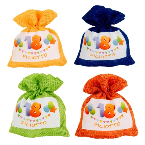 Bomboniere Diciottesimo Compleanno 2026 Linea Corda Birthday Sacchettino portaconfetti con stampa