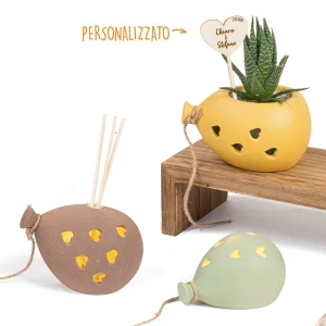 Bomboniere 2026 Linea Terra Palloncini con cuori in ceramica colorati
