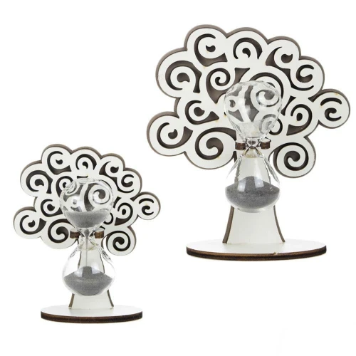 albero della vita in legno con clessidra
