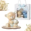 Bomboniera 2027 Battesimo e Nascita Maschio Orsetto Linea PELUCHE in Porcellana Luce LED con Cuore Glitter Personalizzabile