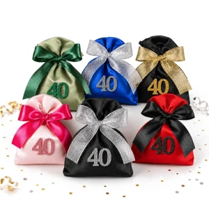 Sacchetto 40 Quarantesimo Compleanno con Numero 40 Glitter