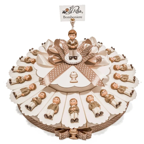 Torta Bomboniere Comunione Maschio bambino preghiera statuina 