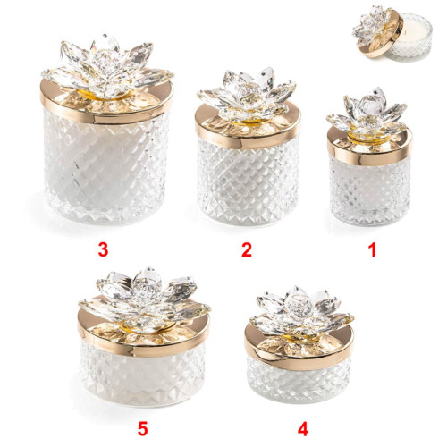 Bomboniere 2024 Candele Diamond Oro con fiore in Cristallo - Alta Qualità