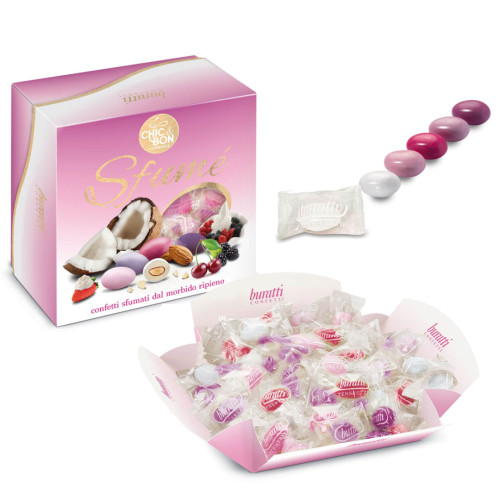 Confetti Sfumè Rosa - Confezionati singolarmente a vassoio - Buratti