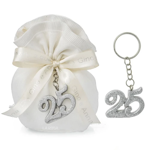 Bomboniera Portachiavi 25esimo Matrimonio Argento 