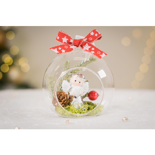 Idea Regalo Natale - Sfera palla di natale in vetro soffiato e angioletto