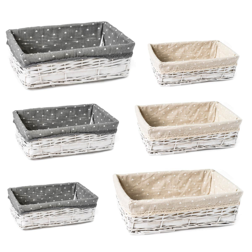 Cestini in legno porta bomboniere beige o grigio