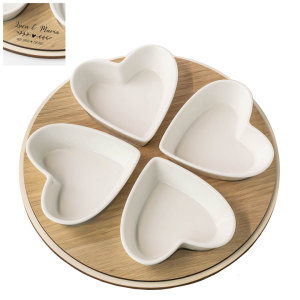 Bomboniere Set antipastiera 4 cuori personalizzabile