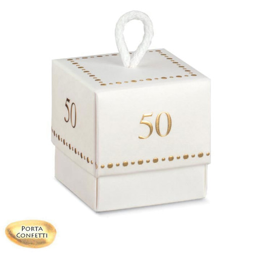 scatolina porta confetti 50° anniversario nozze oro cubo cartoncino fai da te