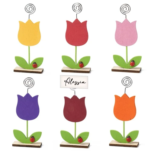 Segnaposto Fiori Tulipani colorati con Clip