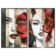 Donna & Rosa - Quadro Oleografico in Lacca 60×90 con Cornice