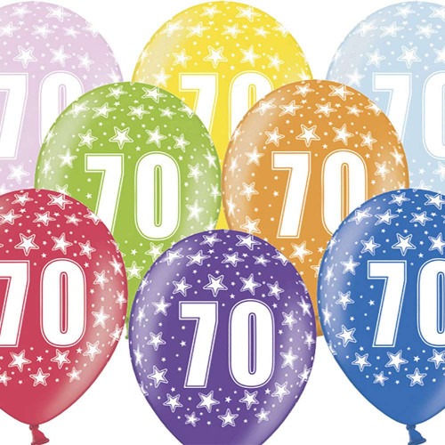 palloncini numero 70 anni compleanno colorati 6 pezzi