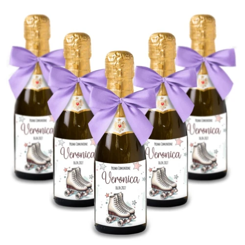 Bomboniere Mini bottiglie Prosecco Personalizzate o Segnaposto Tema Pattinaggio a Rotelle