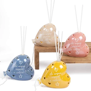 Bomboniere 2026 Linea Volo Balloon Profumatore a LED Palloncino con cuori e frasi in ceramica colorati