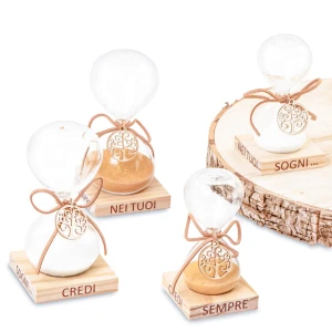 Bomboniere 2027 Linea Dreams Clessidre in vetro con ciondolo albero della vita
