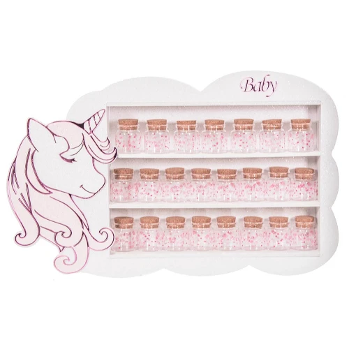 Torta Bomboniera per Battesimo e Nascita Unicorno per Bimba con 24 barattolini