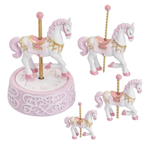 Bomboniera battesimo bimba cavallino giostra rosa
