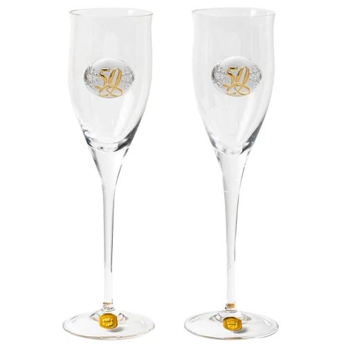 Set 2 Calici Cristallo per 50 anni Nozze d\'Oro bomboniera o regalo