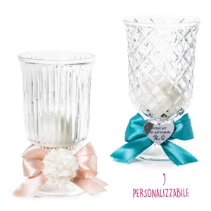 Bomboniera Originale Coppa in vetro a Rombi o Righe decorata by La Rosa