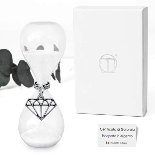 Bomboniere Nozze di Diamante Clessidre in vetro con ciondolo in argento