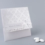 Partecipazione Nozze Elegante damascata con cornice - Katherine