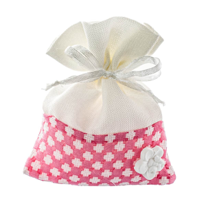 Sacchetto Portaconfetti rosa con margherita in gesso in Offerta