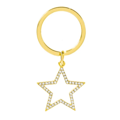 Ultimi 18 pezzi Portachiavi Stella Strass Oro