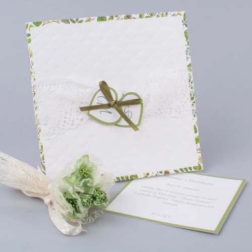 Partecipazione Matrimonio Originale con dettagli verdi - Oleandro