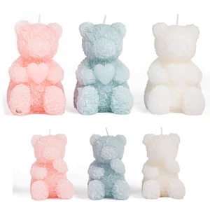 Bomboniere 2027 Candele Orsetti ricoperti da rose colorate