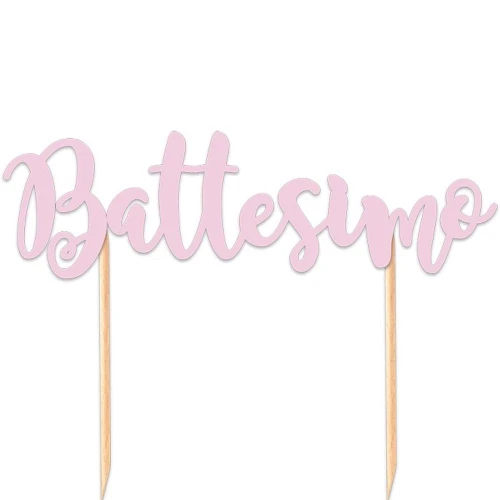 Cake Topper per battesimo e nascita bimba scritta Battesimo Rosa