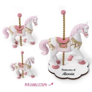 ⚡ OFFERTISSIMA Bomboniera battesimo bimba cavallino giostra rosa