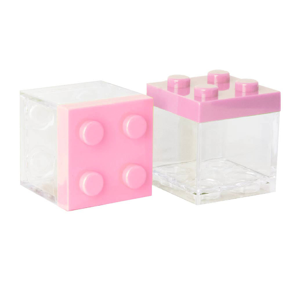 scatolina lego cubo porta confetti rosa in plexiglass