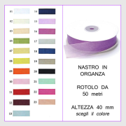 nastro in organza 40 mm rotolo da 50 mt