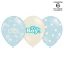 conf. 6 palloncini celesti con "It\'s a Boy" con pois assortiti per battesimo e nascita 30 cm