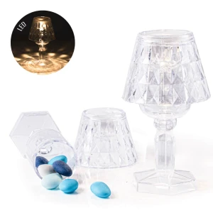 Lampade Plexiglass Porta-confetti con led Bomboniera e Segnaposto Trasparente