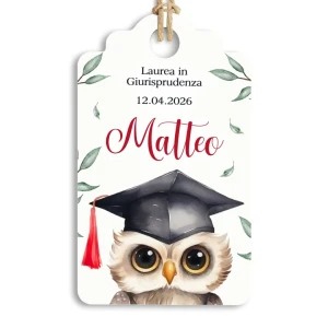 Tag Tema Gufetto Laureato Personalizzabile