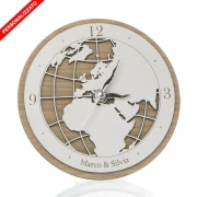 Bomboniere Matrimonio Tema viaggio 2019, Orologio in Legno di rovere con disegno Mondo Planisfero