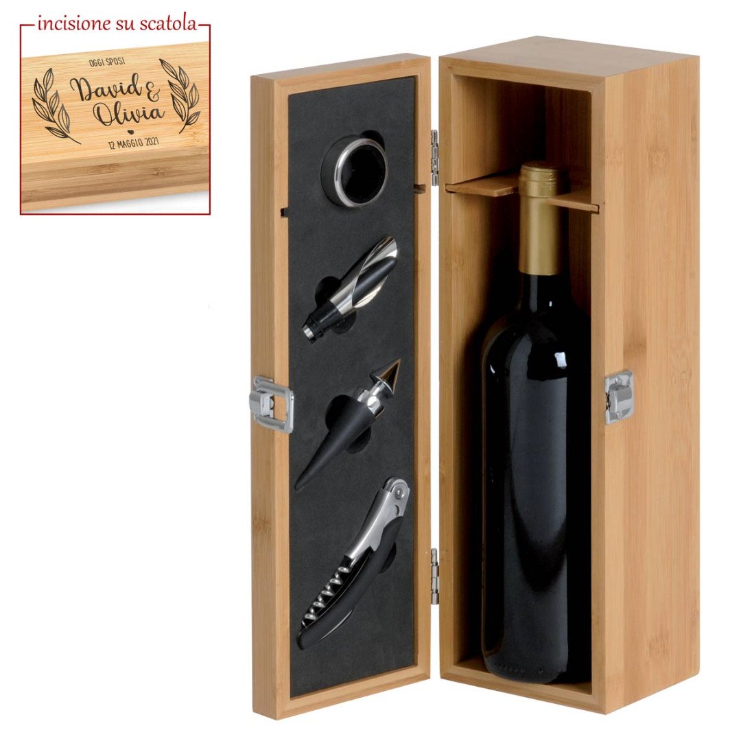 Regalo tema vino scatola per bottiglia di vino bamboo
