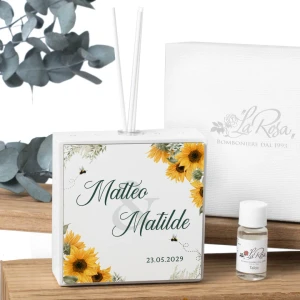 Bomboniere 2026 Tema Girasoli Profumatore a LED Personalizzabile