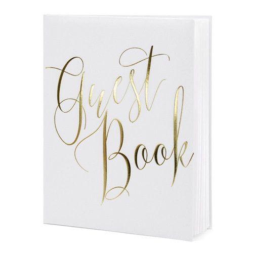 Guest Book Bianco Rilegato in Oro