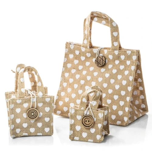 Shopper Buste rustiche in Juta con cuori