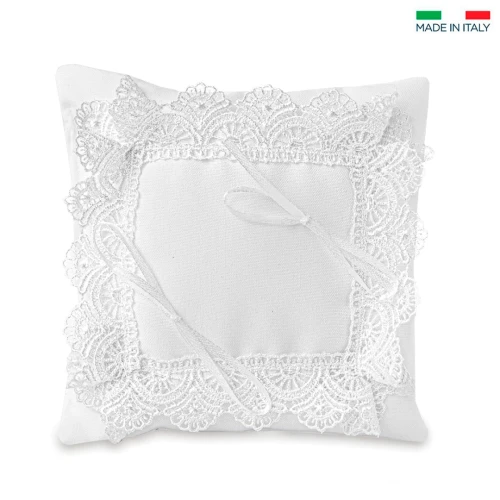 Cuscino Portafedi Matrimonio pizzo bianco - Alta Qualità
