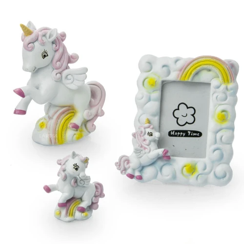 Bomboniere Battesimo Unicorno Rosa Salvadanaio Portafoto e Oggettino