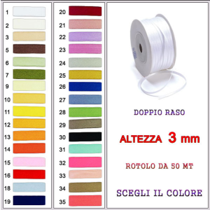 nastro in raso 3mm rotolo da 50mt