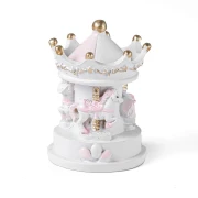 Bomboniere Battesimo e Nascita Bimba 2027 Statuetta Carosello Giostra cavallini rosa