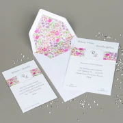 Partecipazione Matrimonio Originale con fiorellini ed iniziali- Flowers